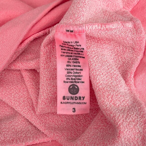 SUNDRY Pink French Terry Scoop Neck Long Sleeve Sweatshirt Made In USA Womens L - Picture 7 of 10